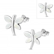 Butterfly Stud Mother of Pearl Sterling Silver Earrings - e349